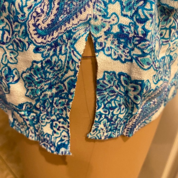 NWT Talbots 100% Cotton Playful Paisley V-Neck Sweater Size PL - Picture 7 of 13